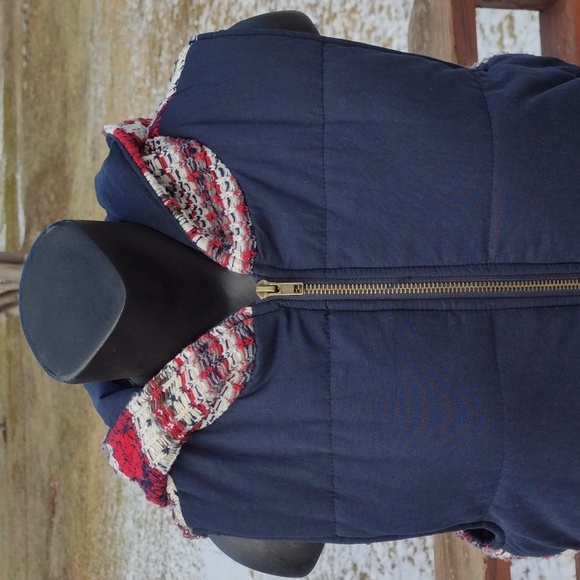 Oddi Blue Hooded Puffer Vest with Knit Back and Hood Size Small - Picture 1 of 14